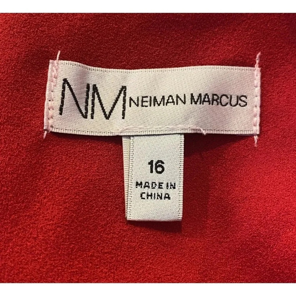 NWT Neiman Marcus Red Cold Shoulder Shift Dress Womens Size 16 (890) - Picture 4 of 7